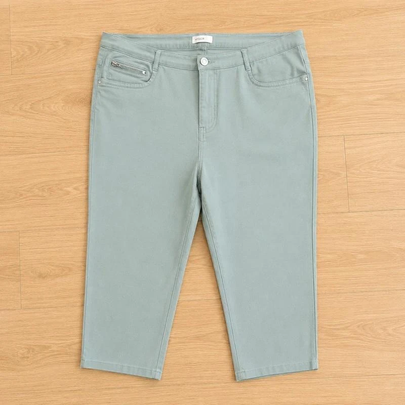 Pantalon IMUA Femme Taille 44 Vert d’eau Regular Fit 7/8 Coton Stretch Poche Zip